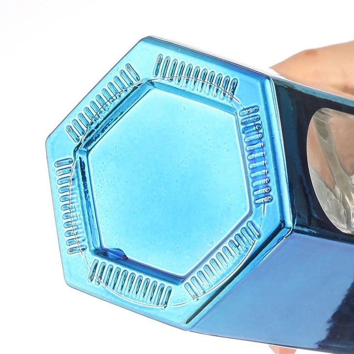 Blue Color Electroplated And White Glass Bottle